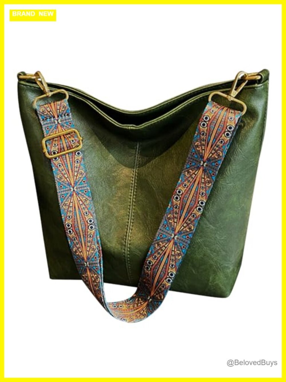 Vegan Leather Hobo Crossbody Bag Guitar Strap Shoulder Purse Bucket Tote